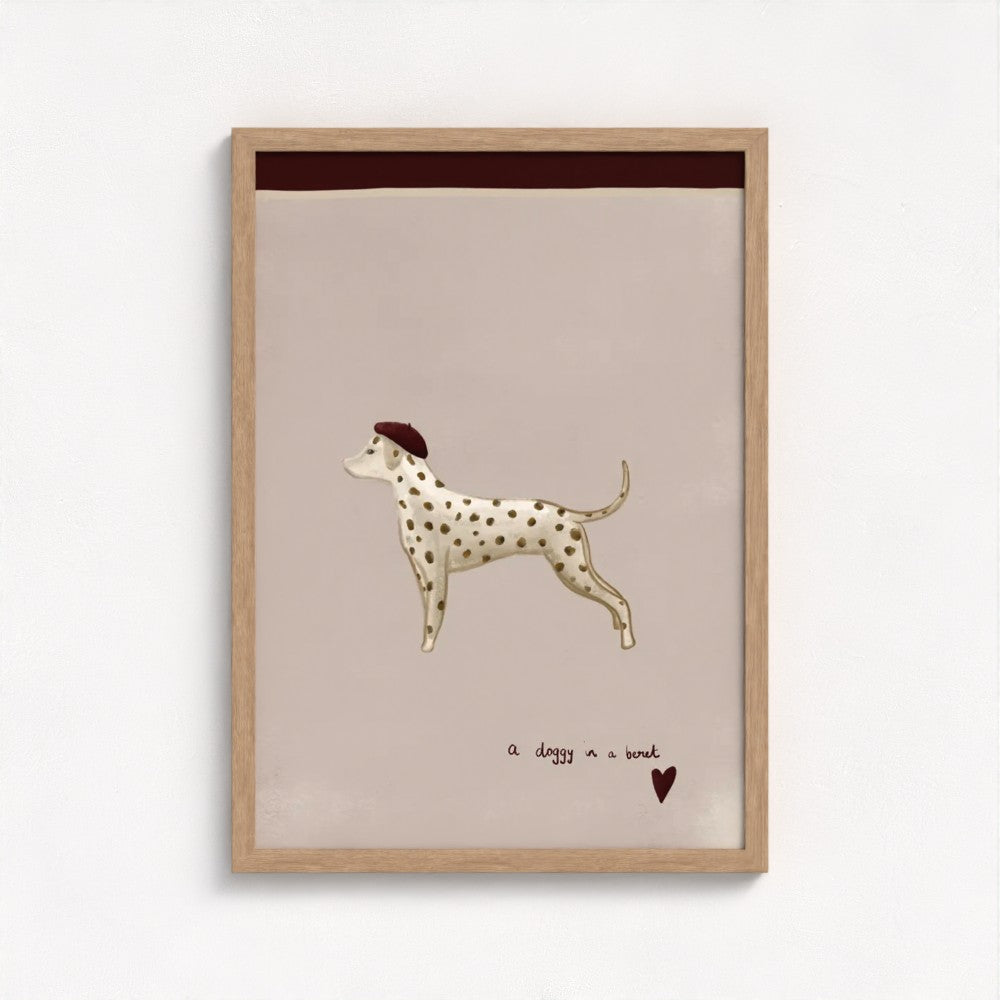 A Doggy in a beret Art Print