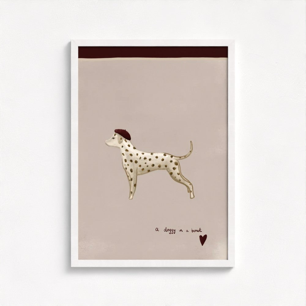 A Doggy in a beret Art Print