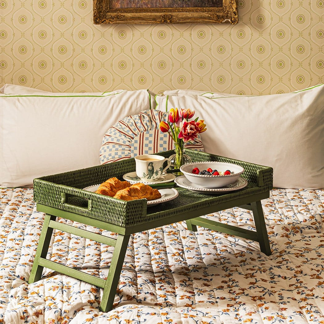 Rattan Breakfast Tray | Green