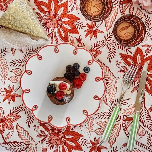 Rosy Red Scalloped Side Plates | Set of 4