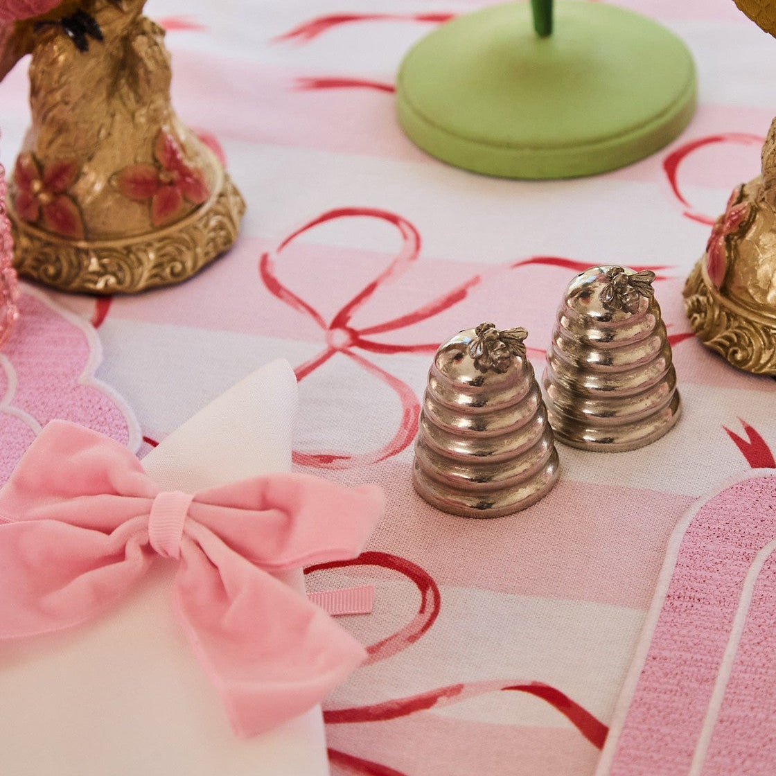 Pewter Bee Hive Harvest Salt and Pepper Shaker Ser