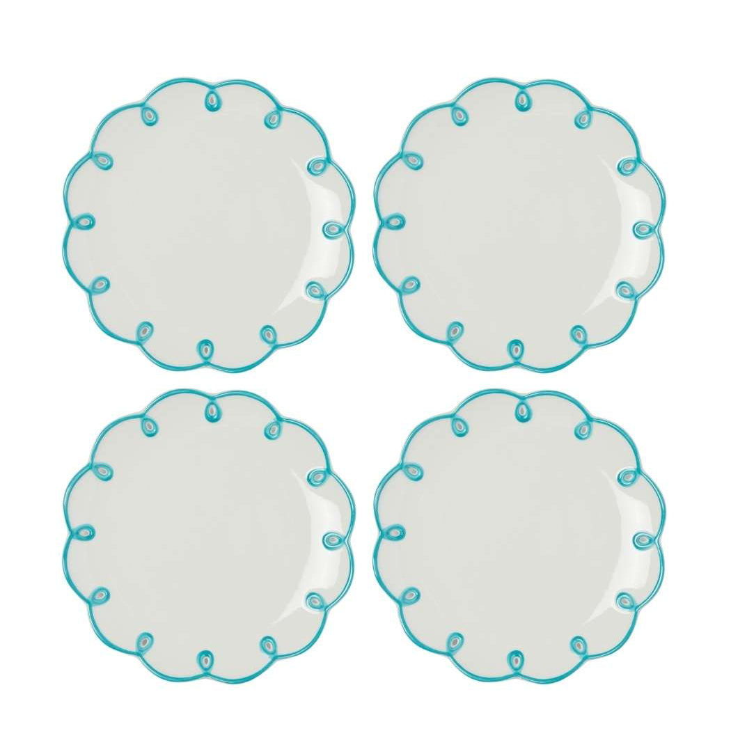 Sky Blue Scalloped Side Plates | Set of 4