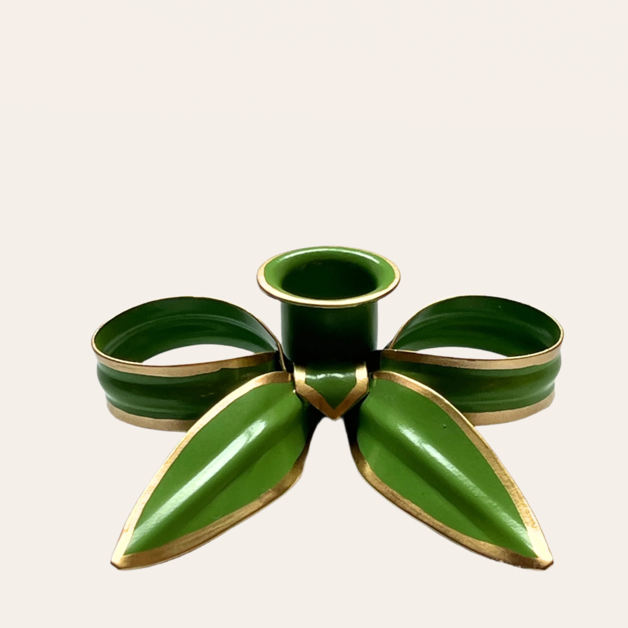 A Pair of Bow Candleholders | Apple Green