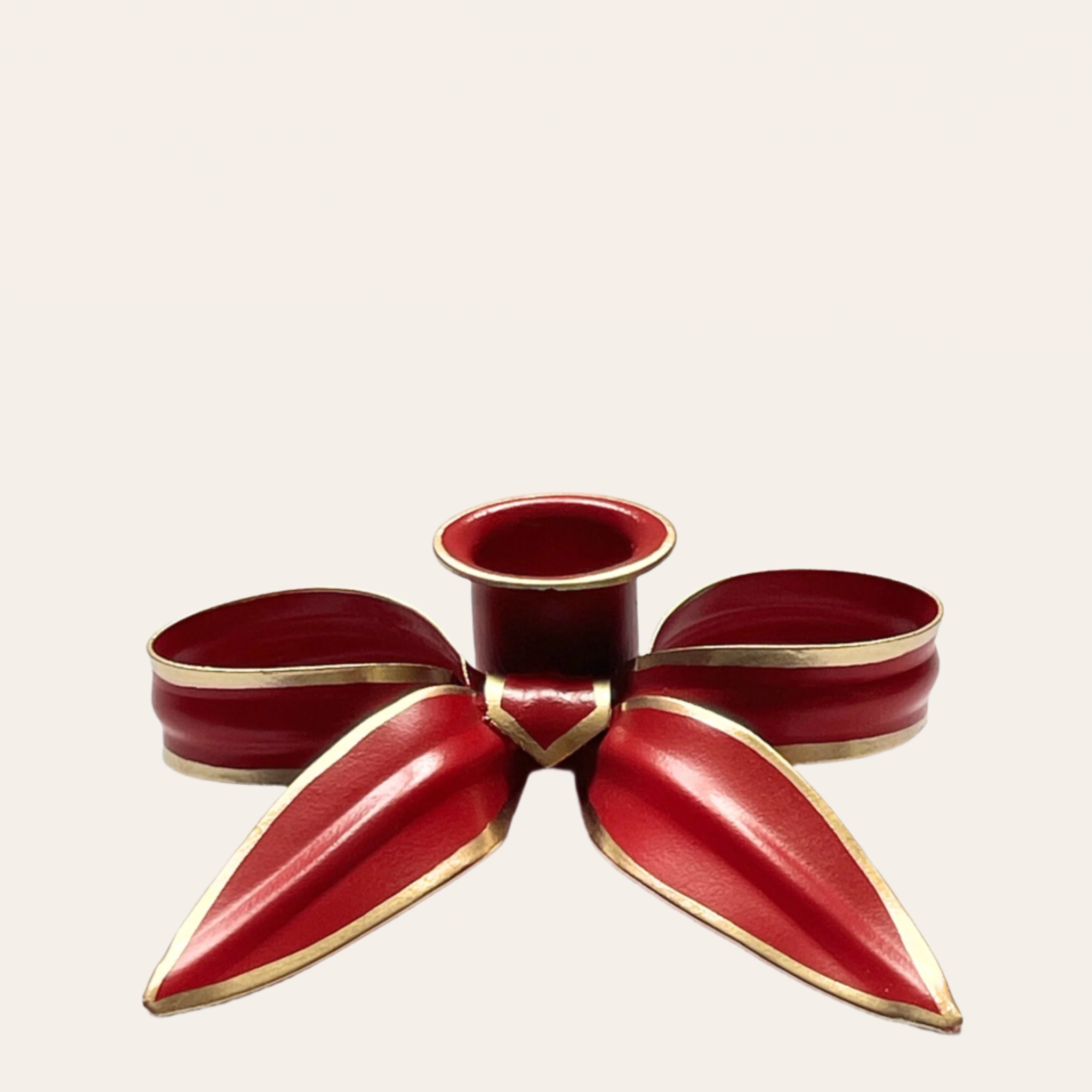 A Pair of Bow Candleholders | Ruby Red