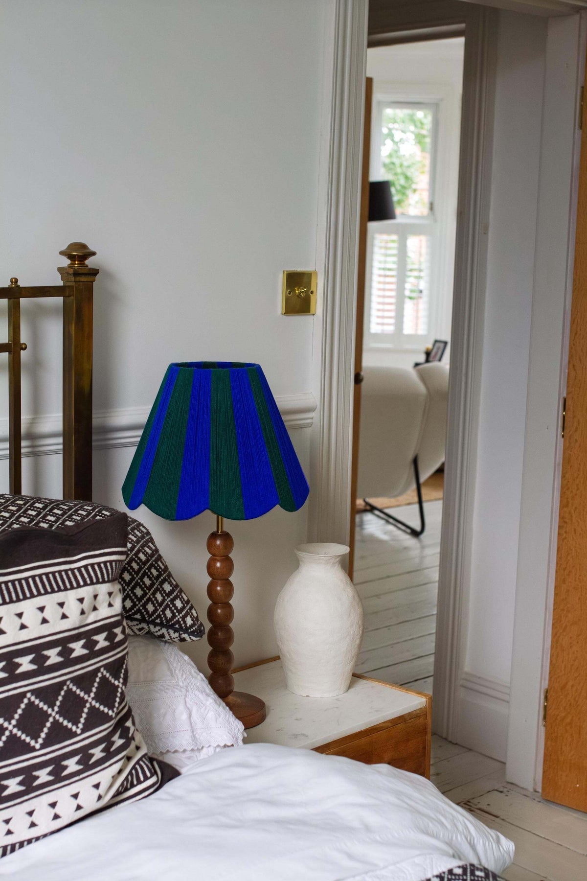 Cobalt Blue & Emerald Green Yarn Lampshade