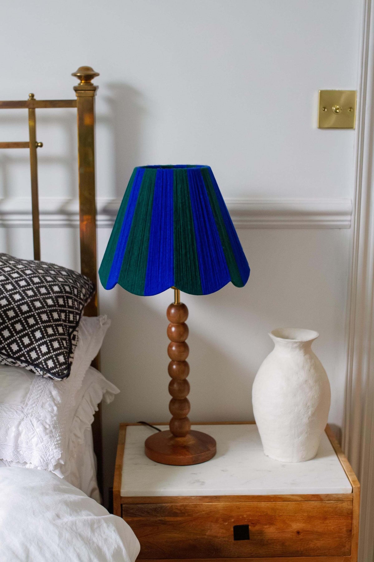 Cobalt Blue & Emerald Green Yarn Lampshade