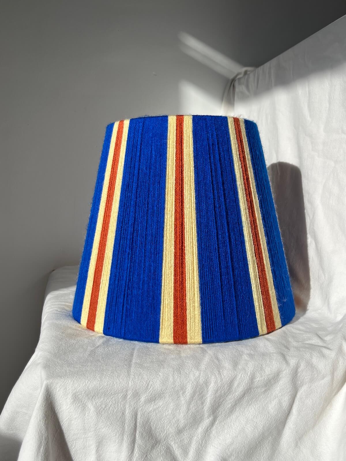Majorelle Blue Striped Yarn Lampshade