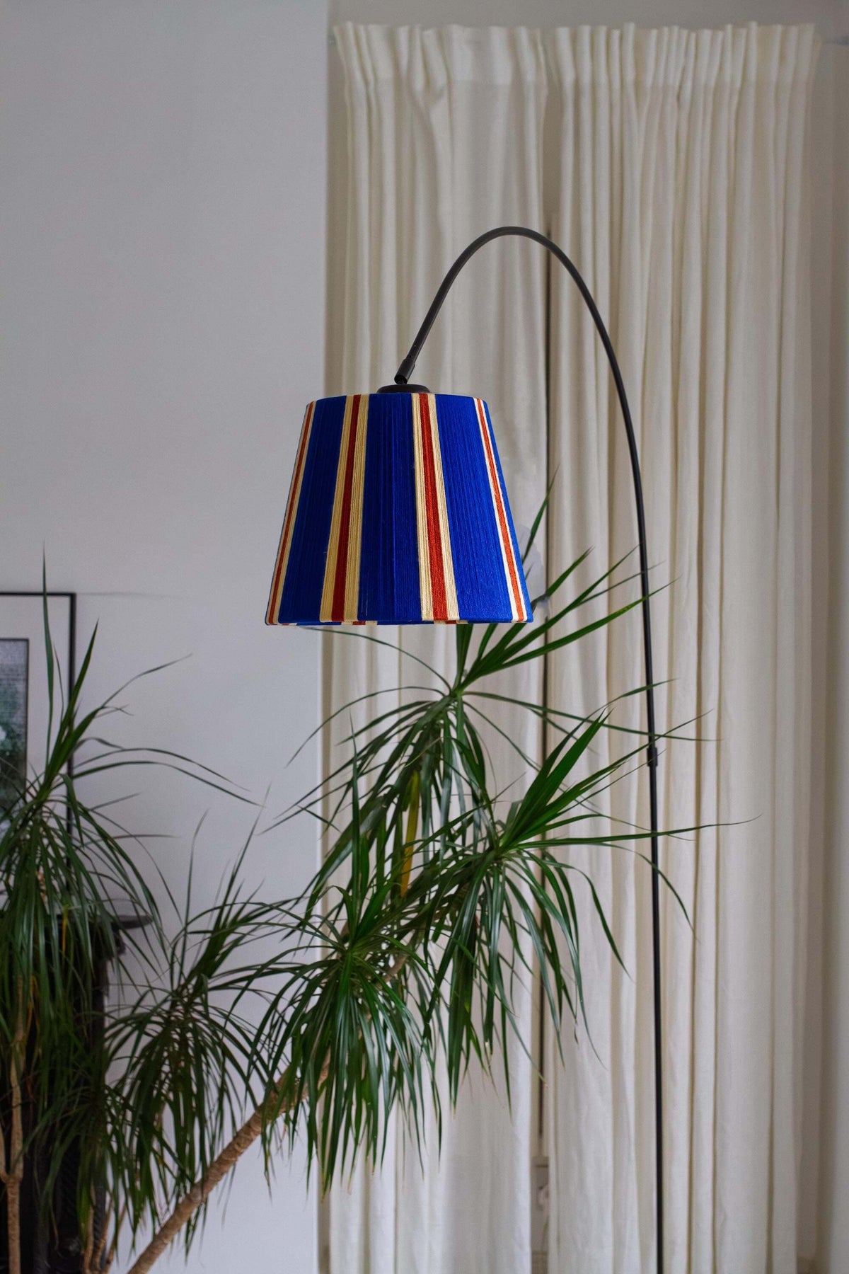 Majorelle Blue Striped Yarn Lampshade