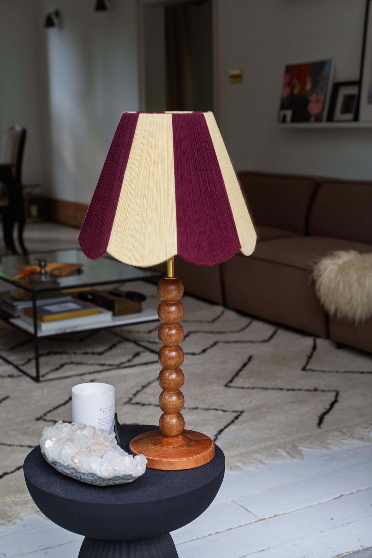 Mulberry & Buttermilk Scallop Yarn Lampshade