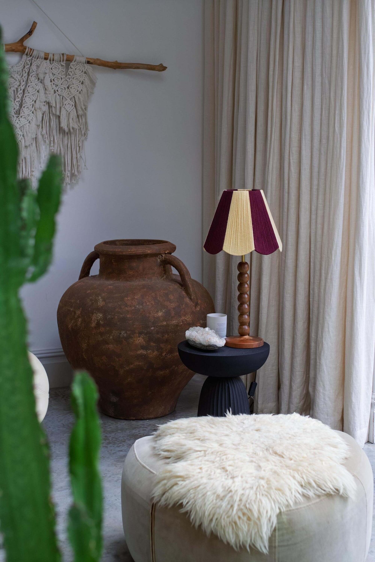 Mulberry & Buttermilk Scallop Yarn Lampshade