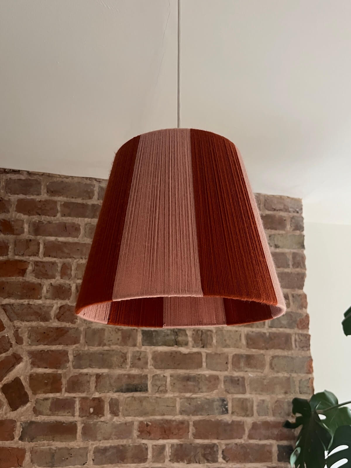 Rust & Peony Pink Yarn Striped Drum Lampshade