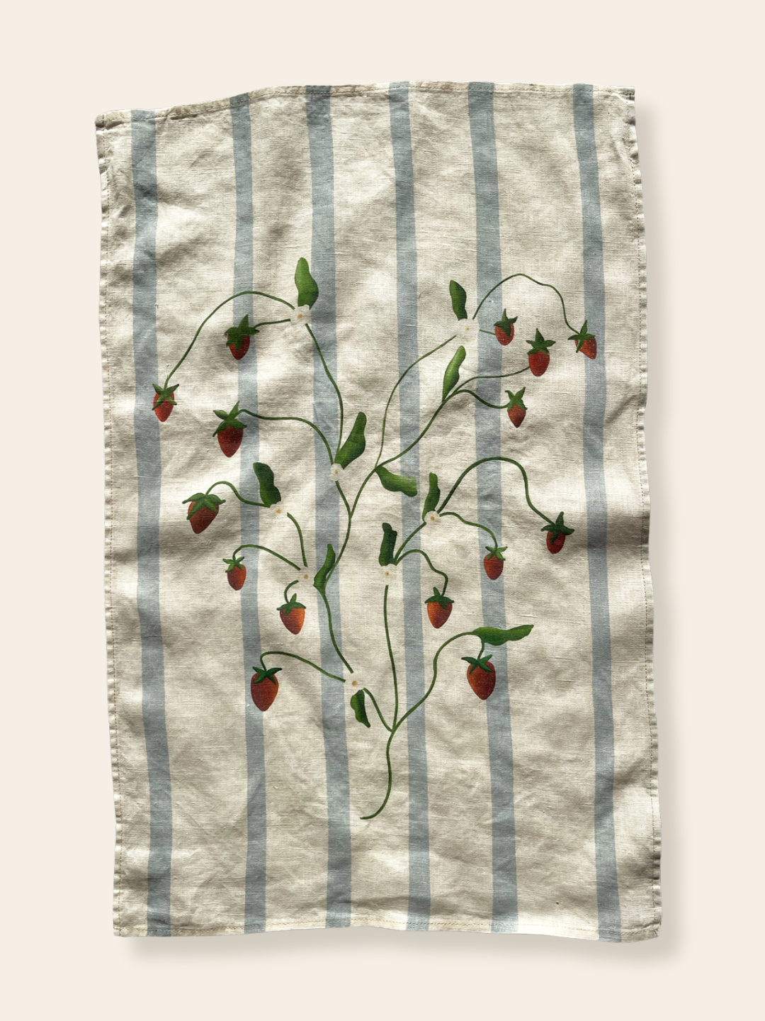 Linen Tea Towel Strawberry Vines