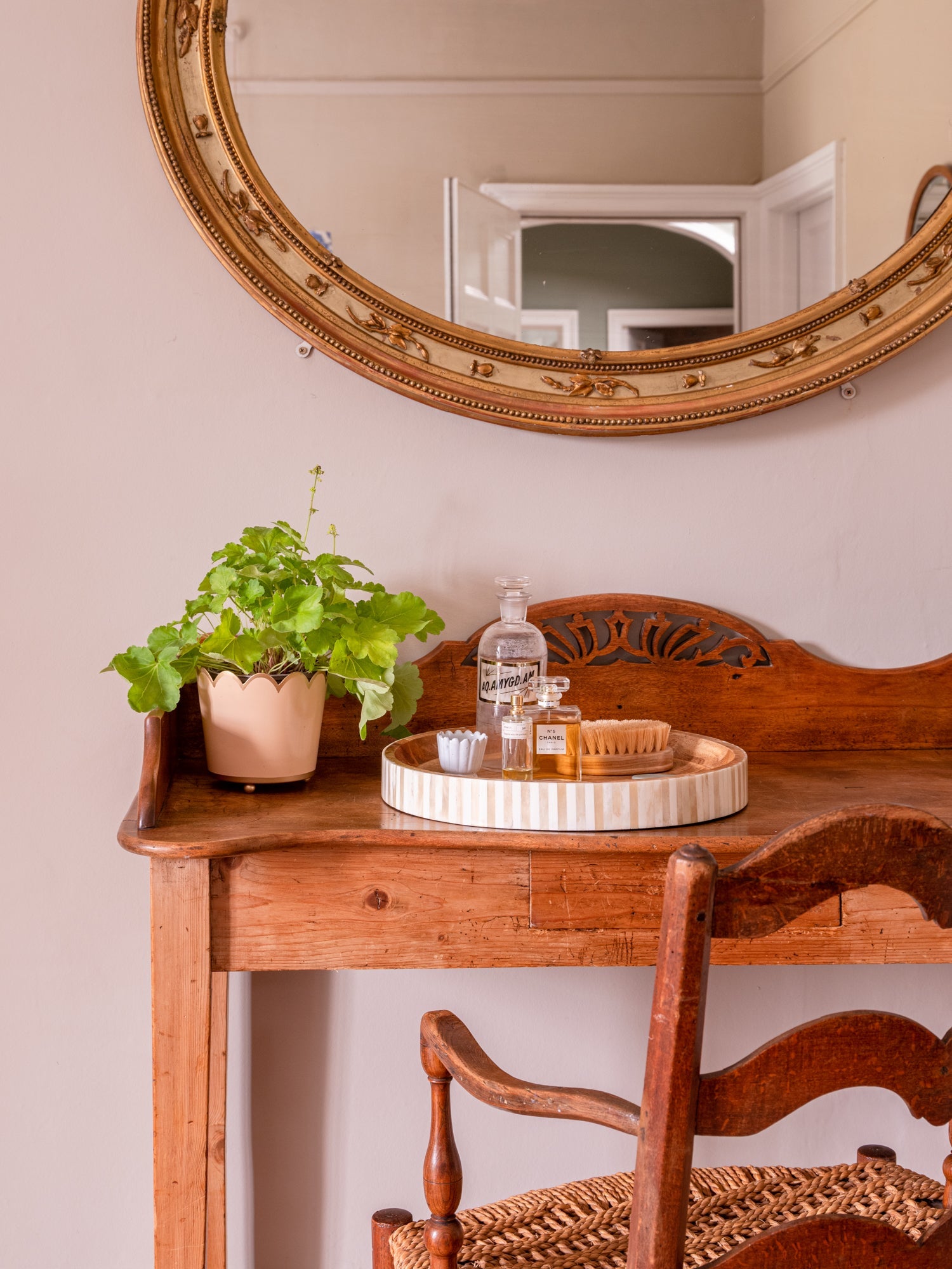 Round Inlay Tray | Beige | Striped