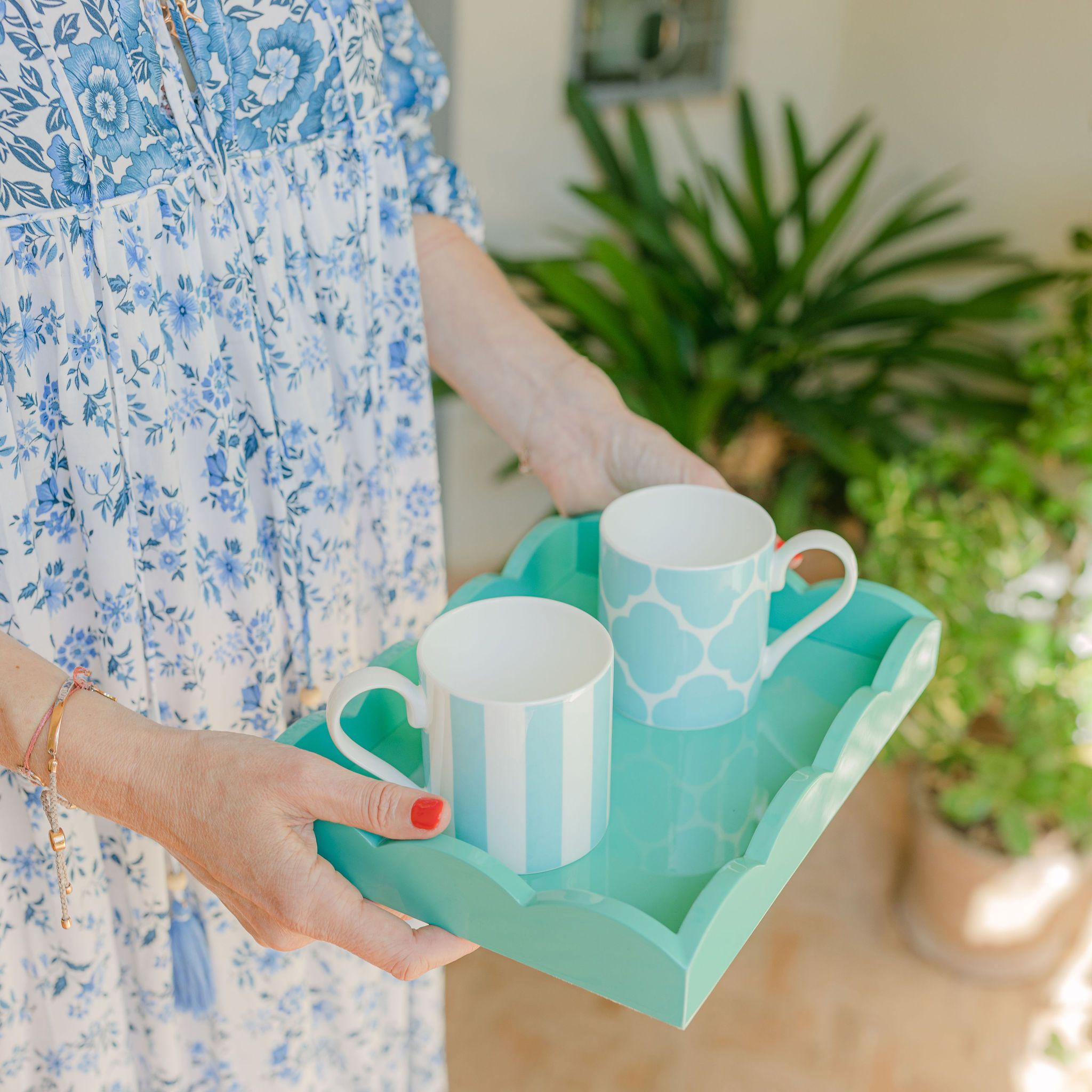 Small Rectangular Scalloped Tray | Turquoise