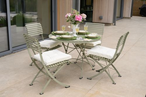Darsham 1m Round Table & 4 Chairs Type B Lichen Green