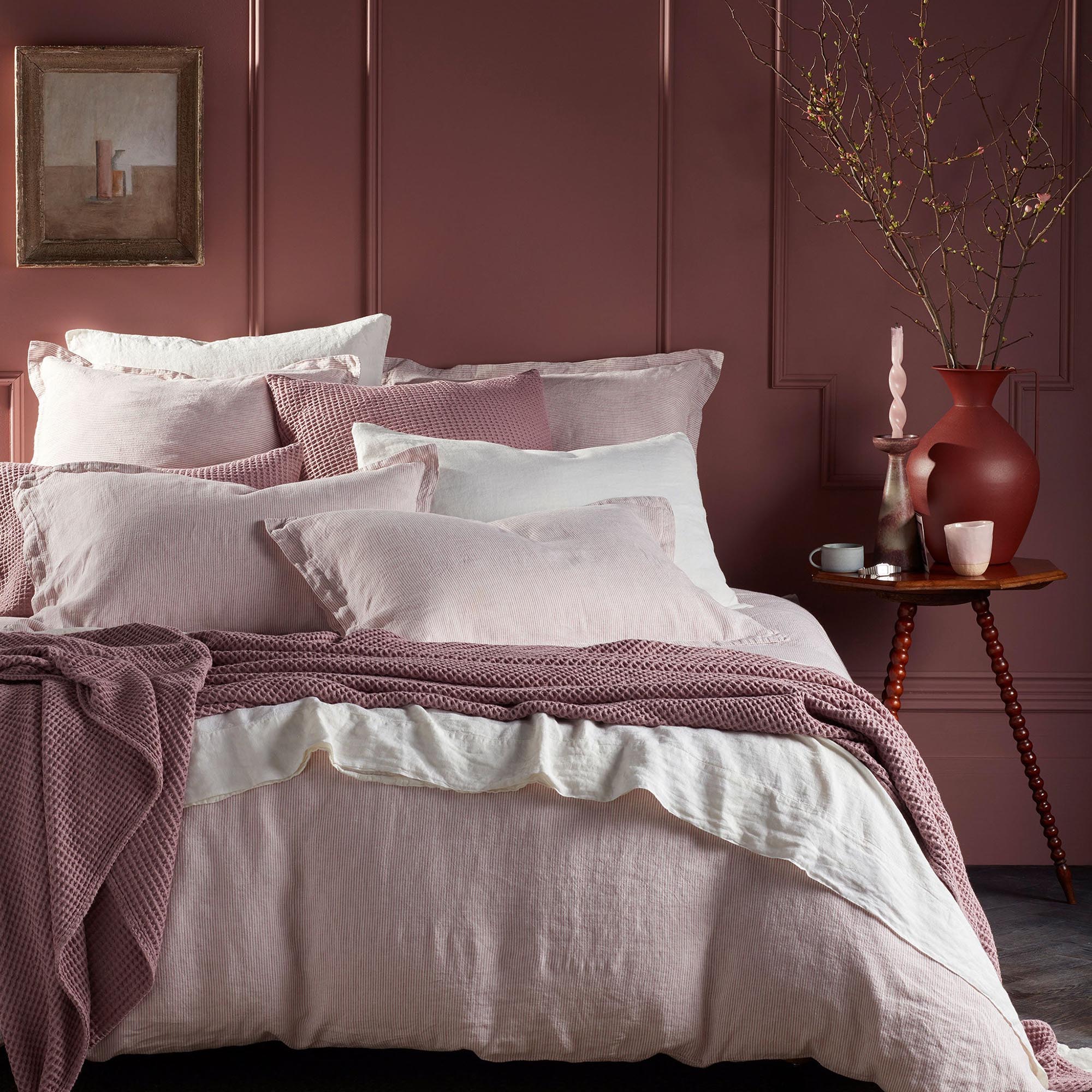 Vintage Rose Sid Stripe 100% Linen Duvet Cover