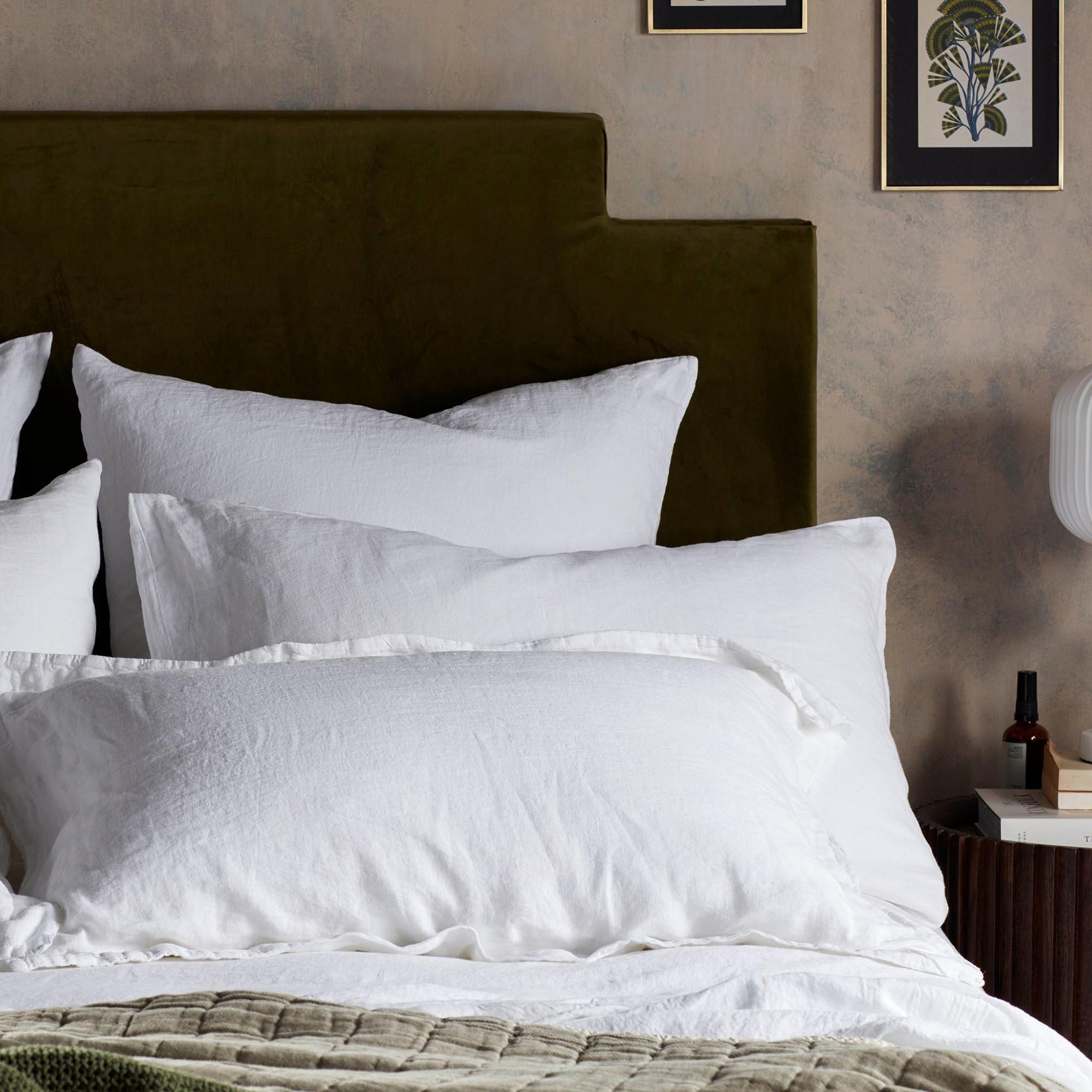 White 100% Linen Housewife Pillowcase