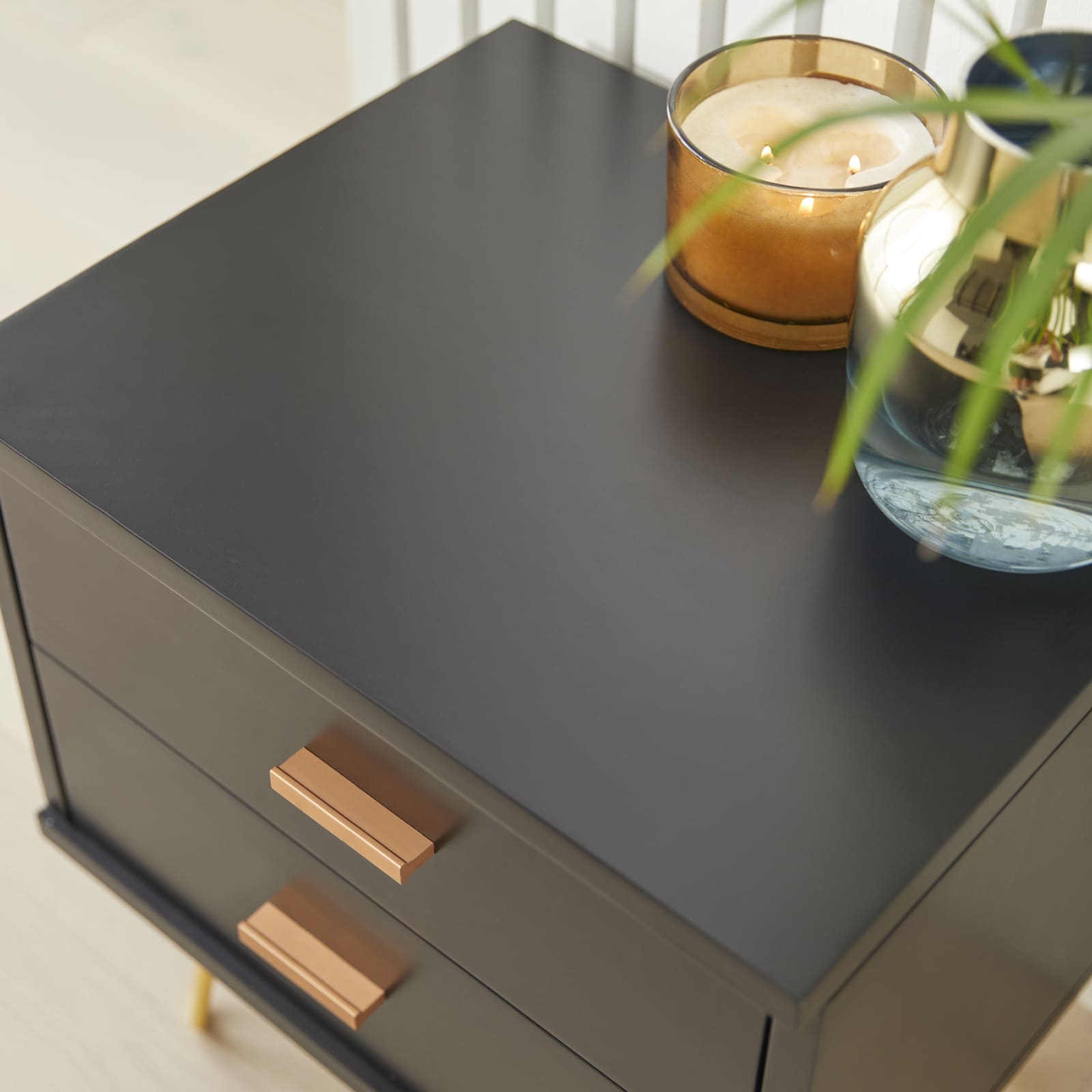 Monroe Solid Wood Black Bedside Table