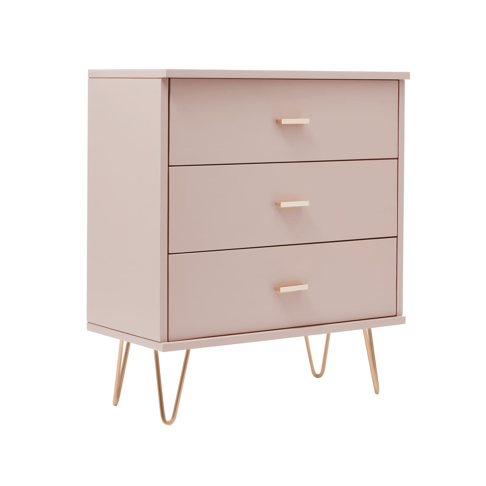 Monroe Solid Wood Pink Chest of 3 Drawers