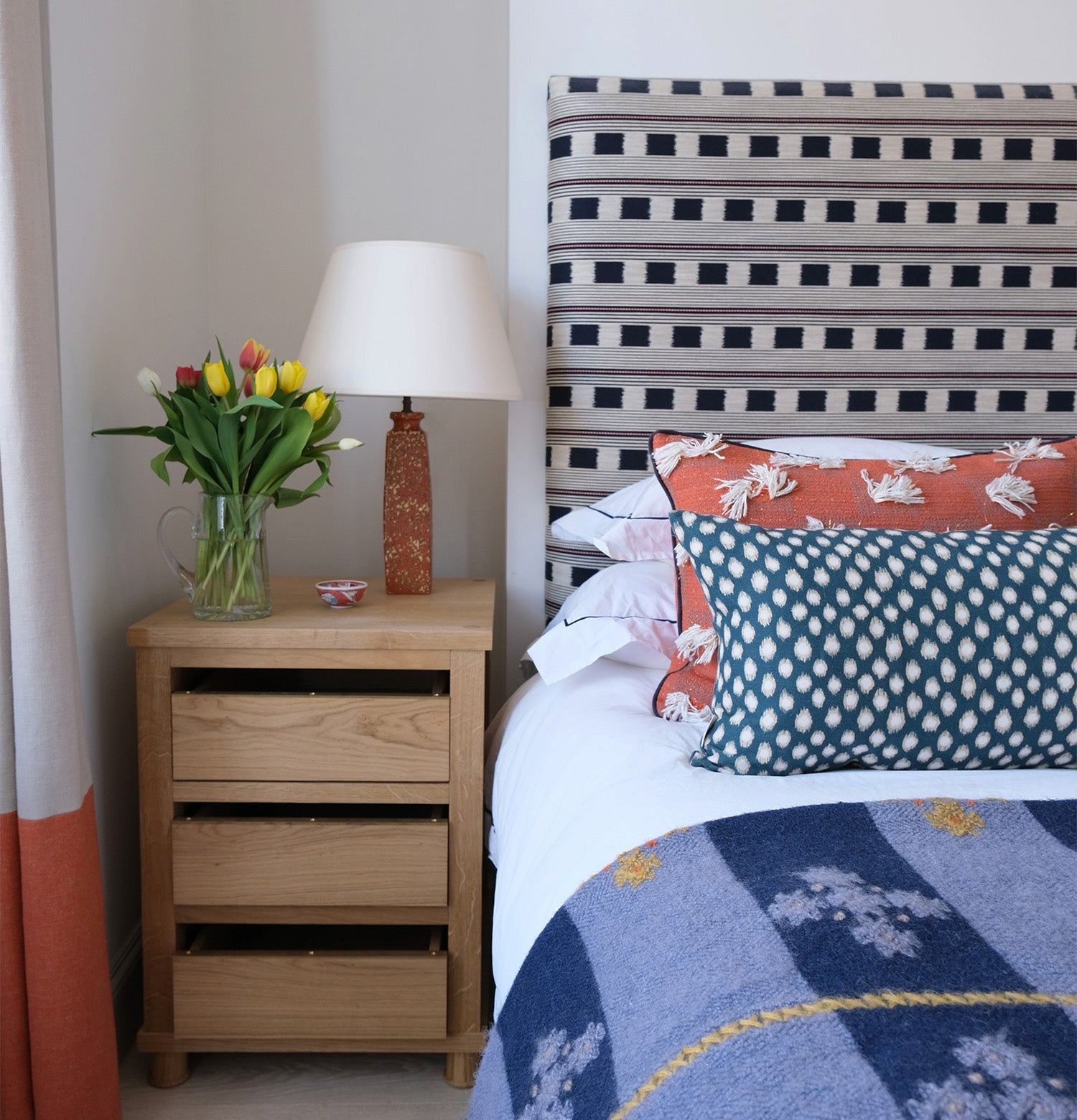 Polka Dot Lumbar Cushion | Navy & Cream