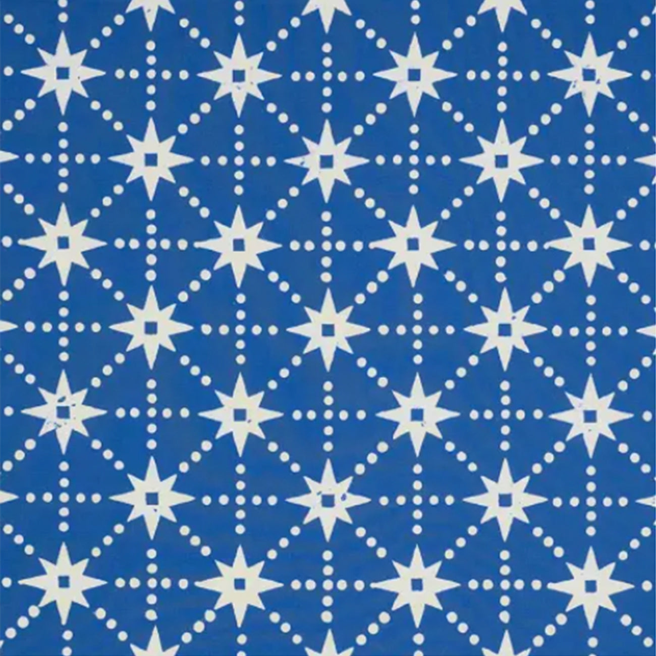 Stars Block printed Fabric Cotton Reverse Light Indigo