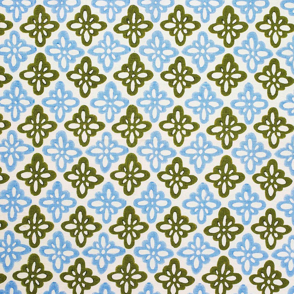 Pattee Block printed Fabric Linen Khaki