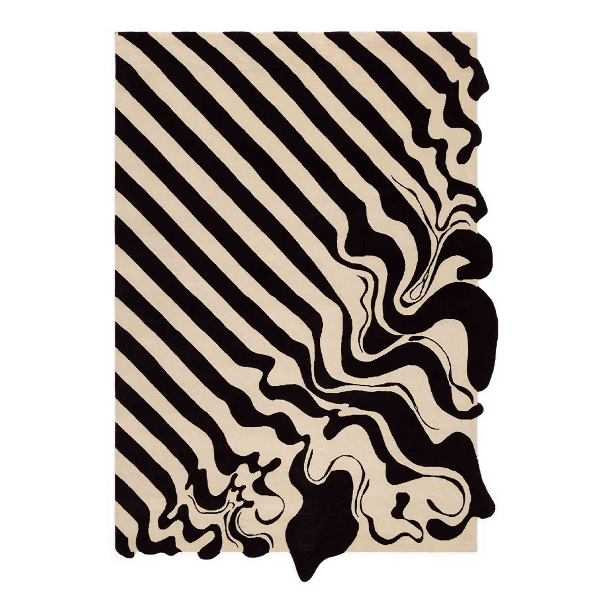 Diagonal Melt Cream & Brown Hand-Knotted Wool Rug | Designed by Henry Holland