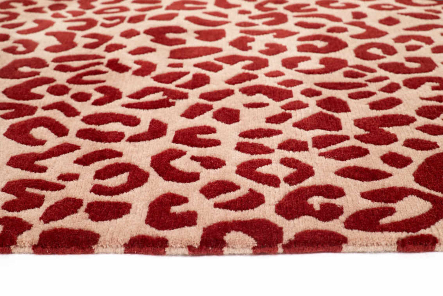 Leopard Print Wool Rug | Crimson