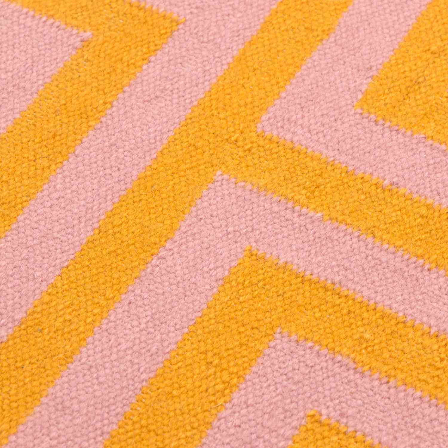 Meandros Mediterranean Motif Flatweave Wool Rug | Orange & Pink | Designed by Adam Furman
