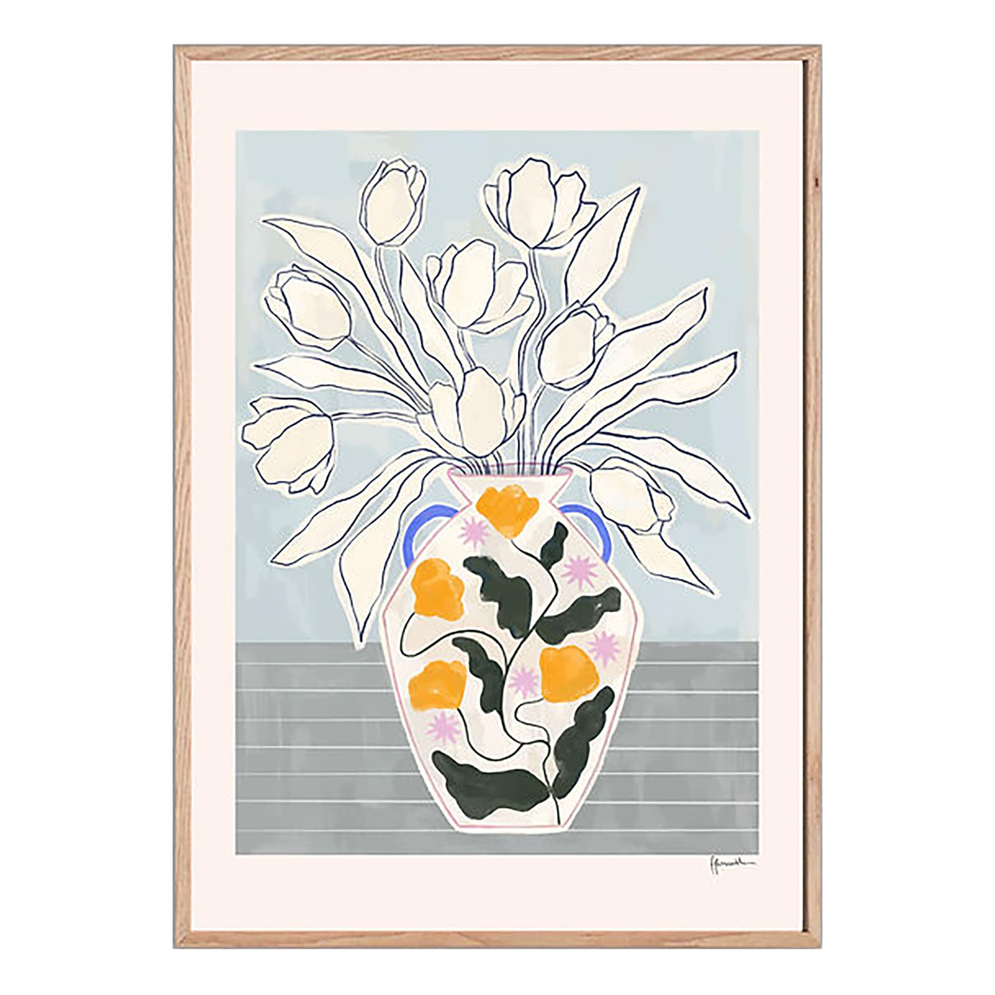 Tulips In Floral Star Vase