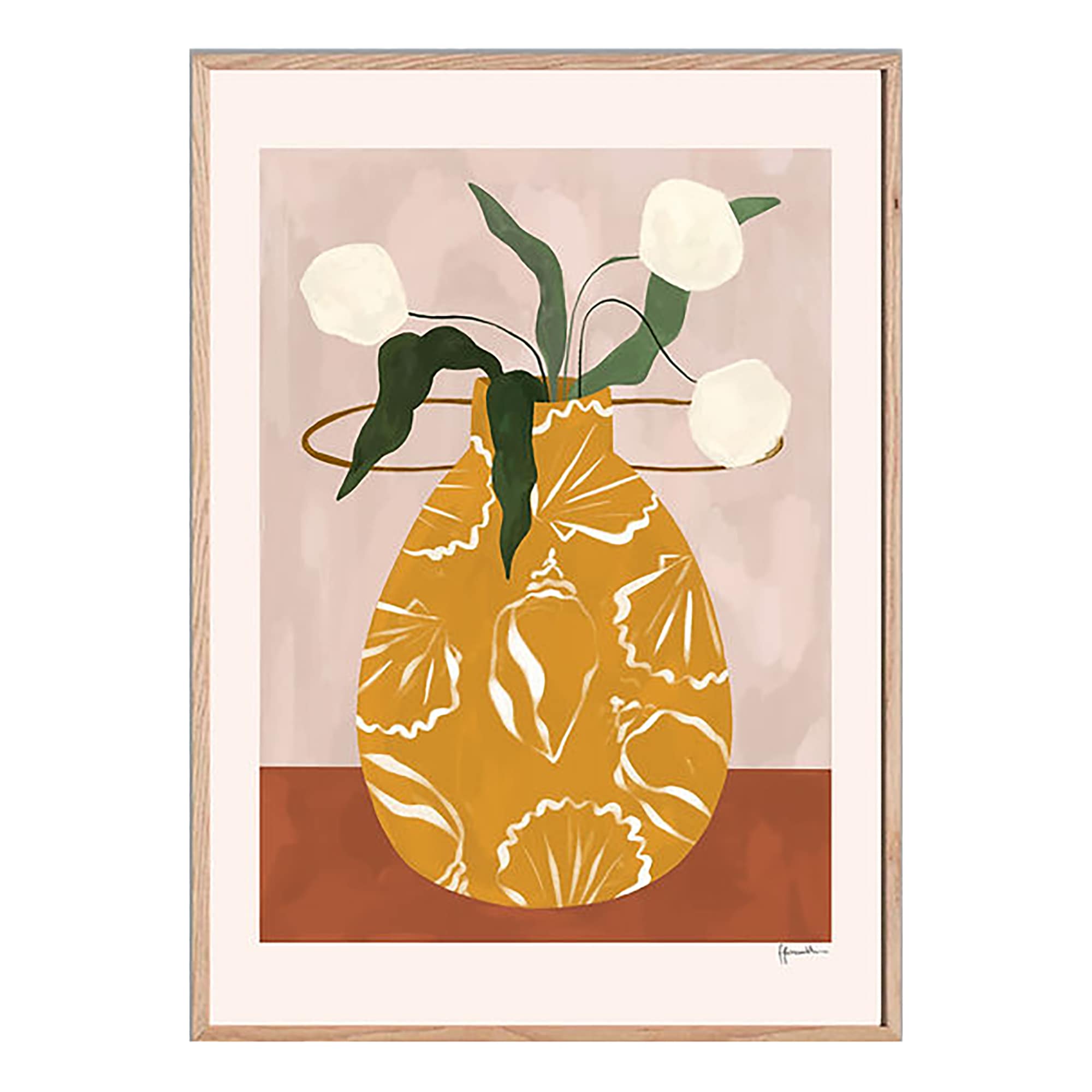 White Flowers In Shell Vase