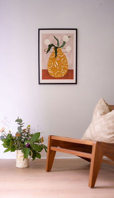 White Flowers In Shell Vase