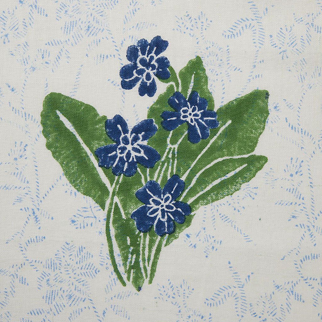 Primrose Block Printed Fabric  | Grass/Sky