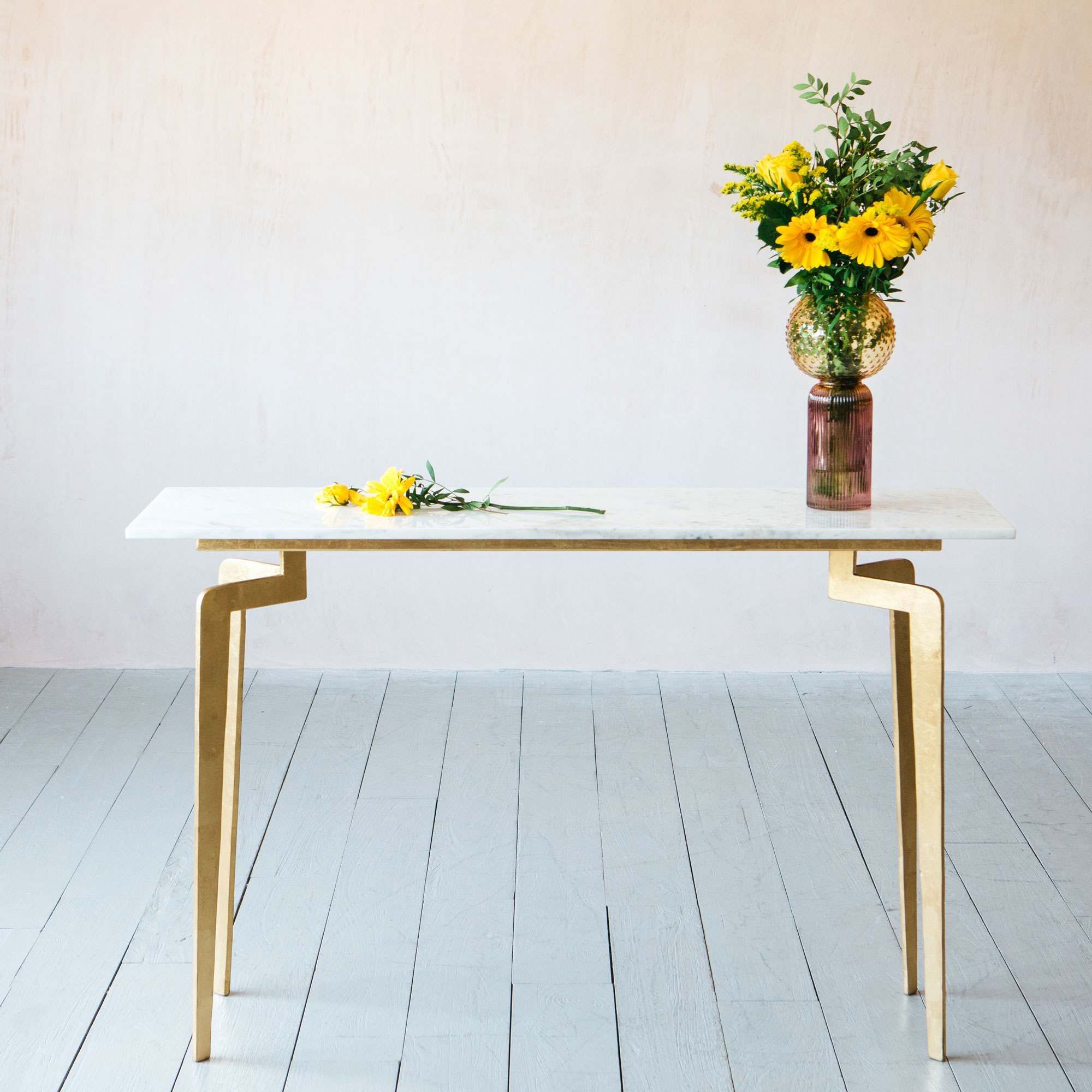 Malique Gold Marble Console Table