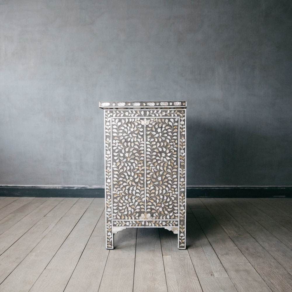 Classic Grey Mother of Pearl Chest Of Drawers