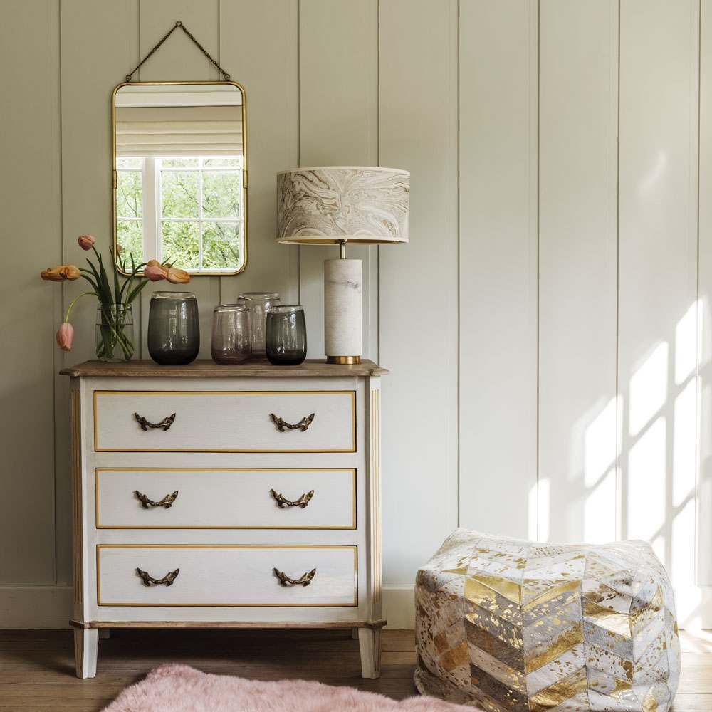 Chantilly Pale Grey Mango Wood Chest Of Drawers - Small