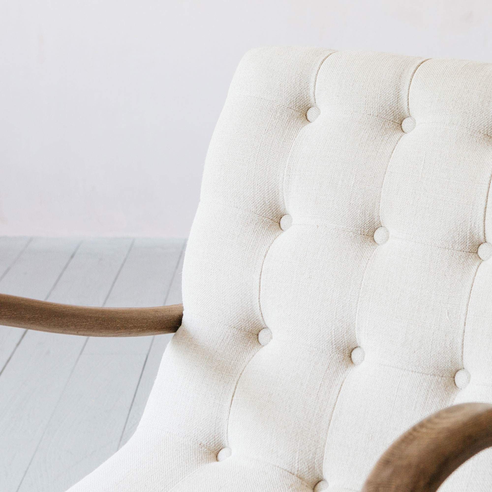 York Linen Upholstered Ash Wood Armchair