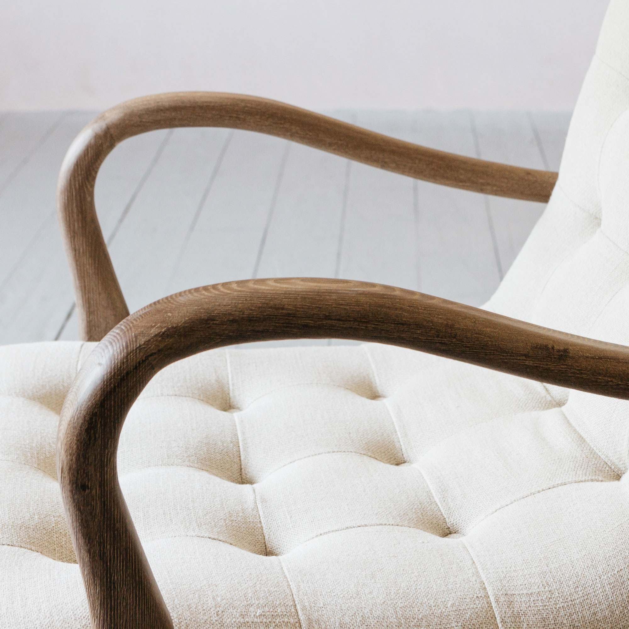 York Linen Upholstered Ash Wood Armchair