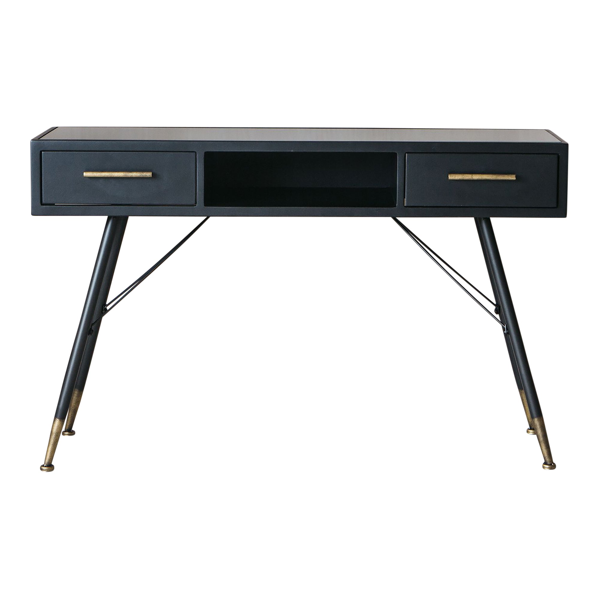 Ike Black Glass Console Table