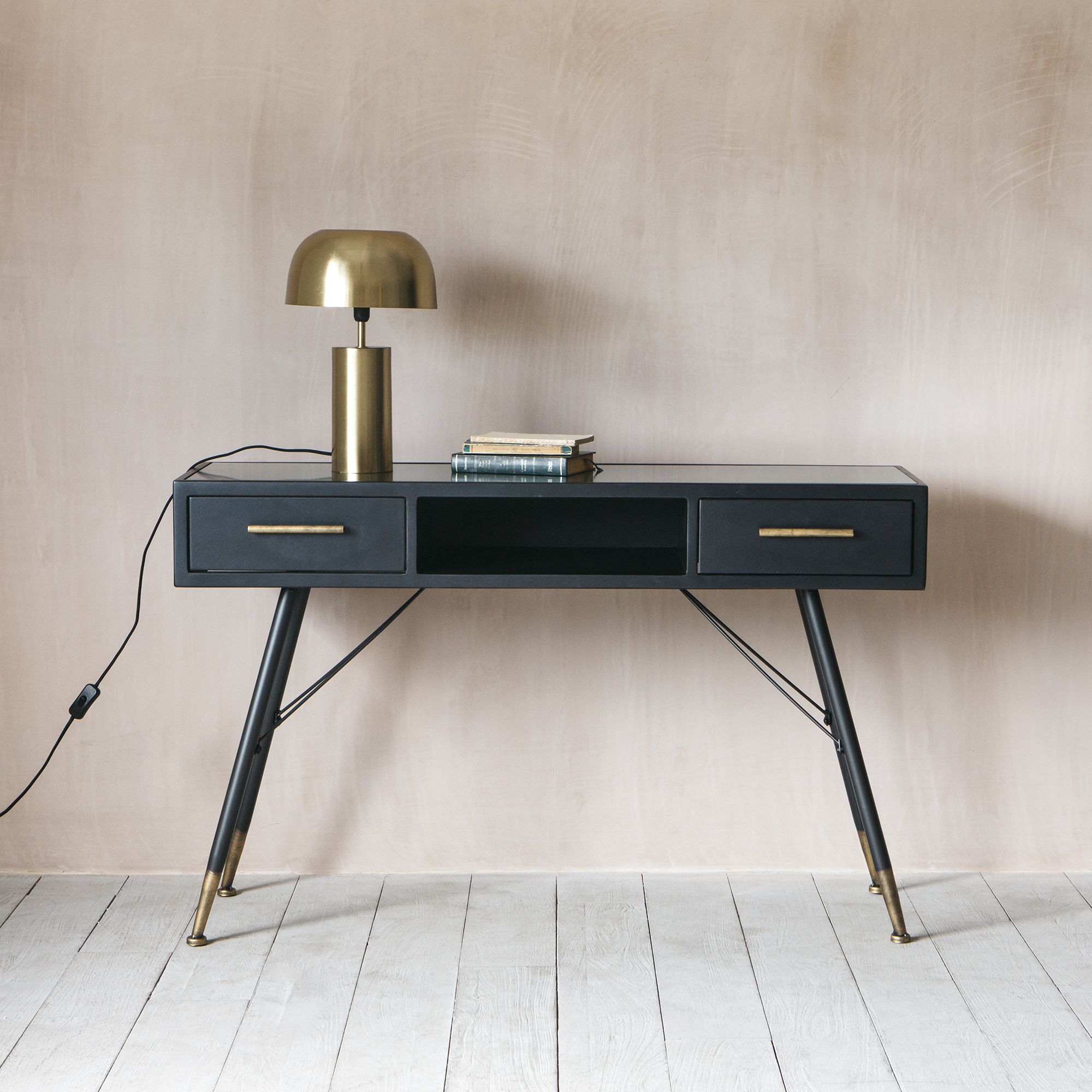 Ike Black Glass Console Table