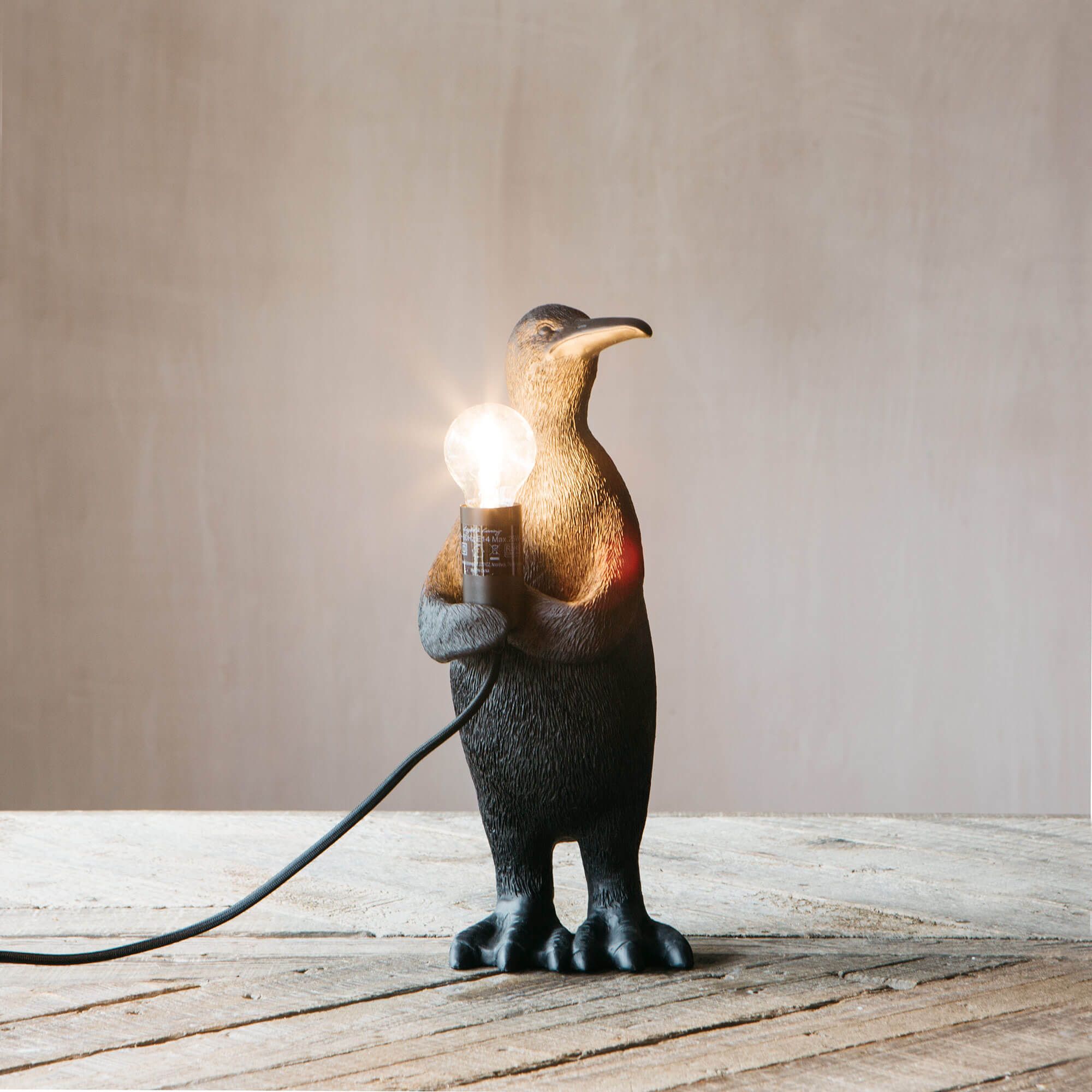 Black Plastic Perry Penguin Lamp