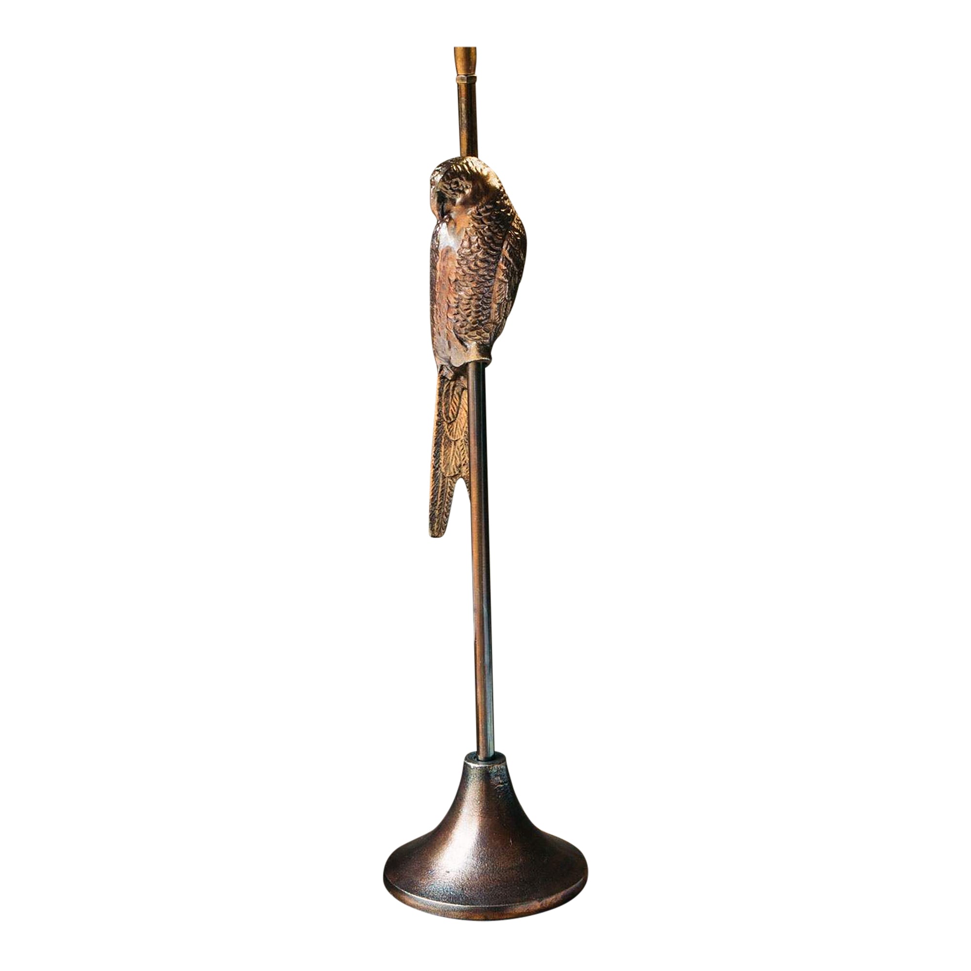 Perching Parrot Bronze Table Lamp