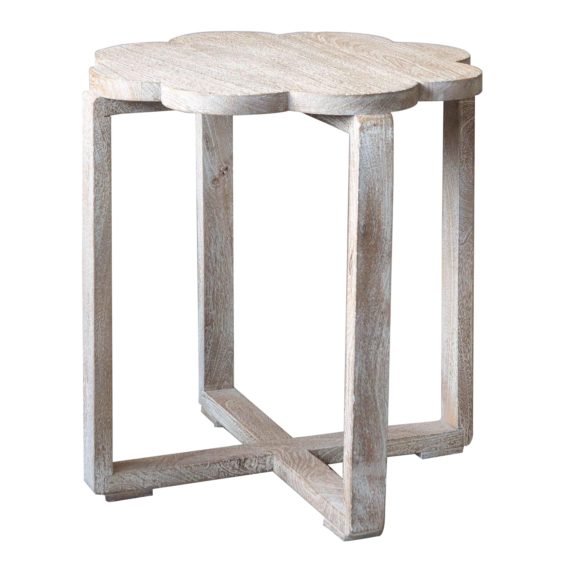 Natural Mango Wood Scallop Side Table