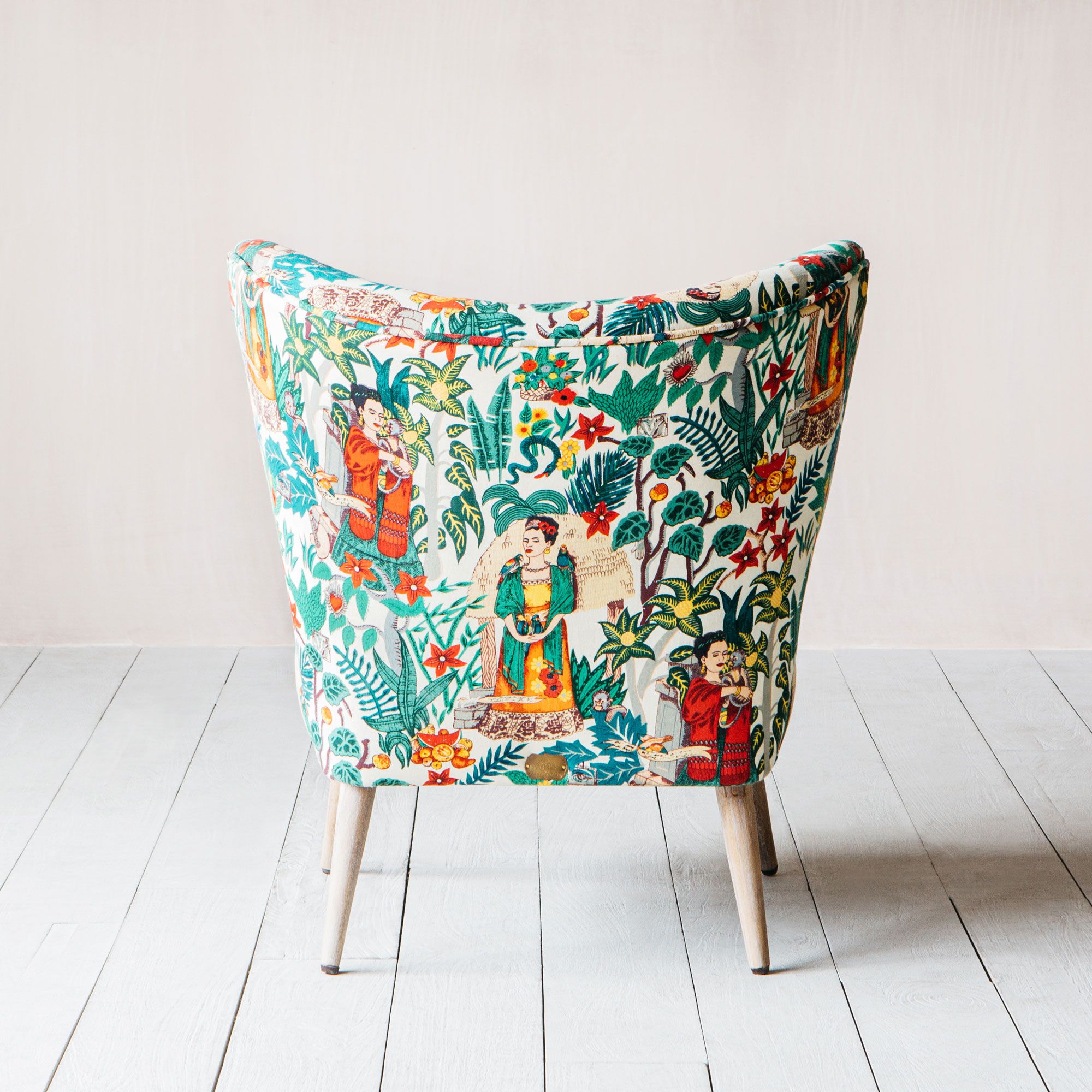 Alpana Mexicana Colorful Print Teak Chair
