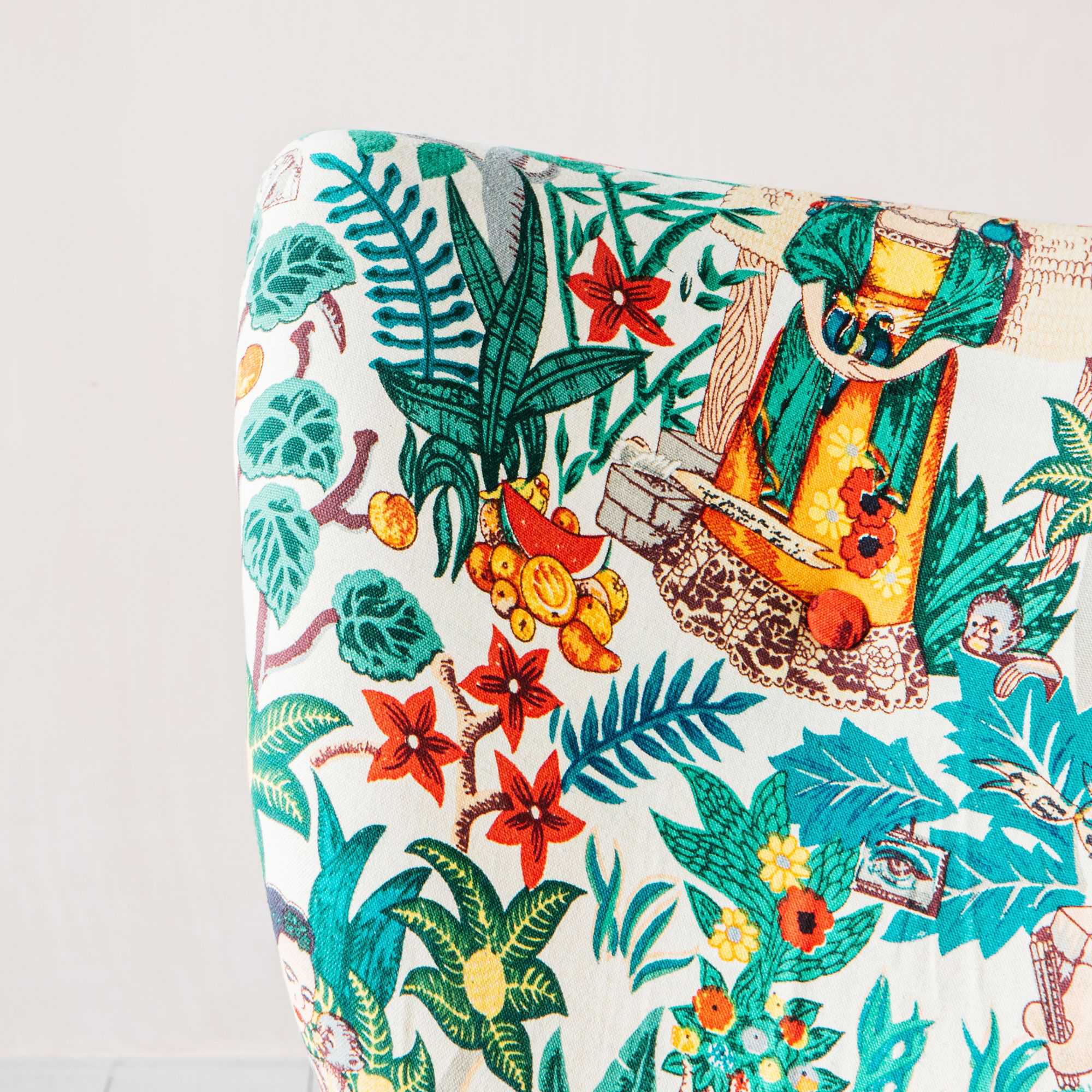 Alpana Mexicana Colorful Print Teak Chair