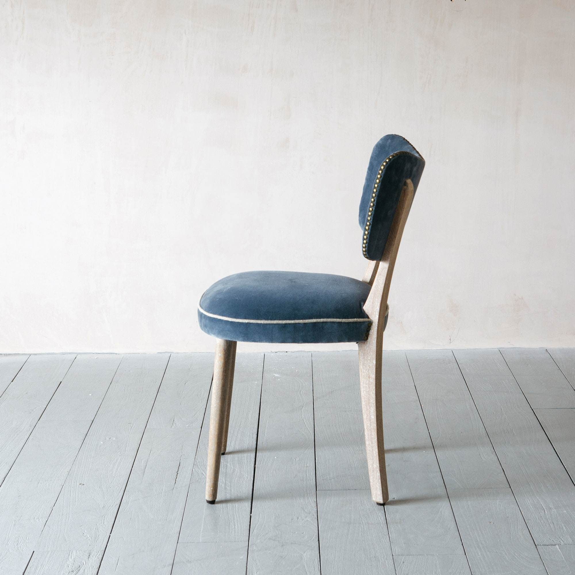 Dark Blue Velvet Upholstered Chair