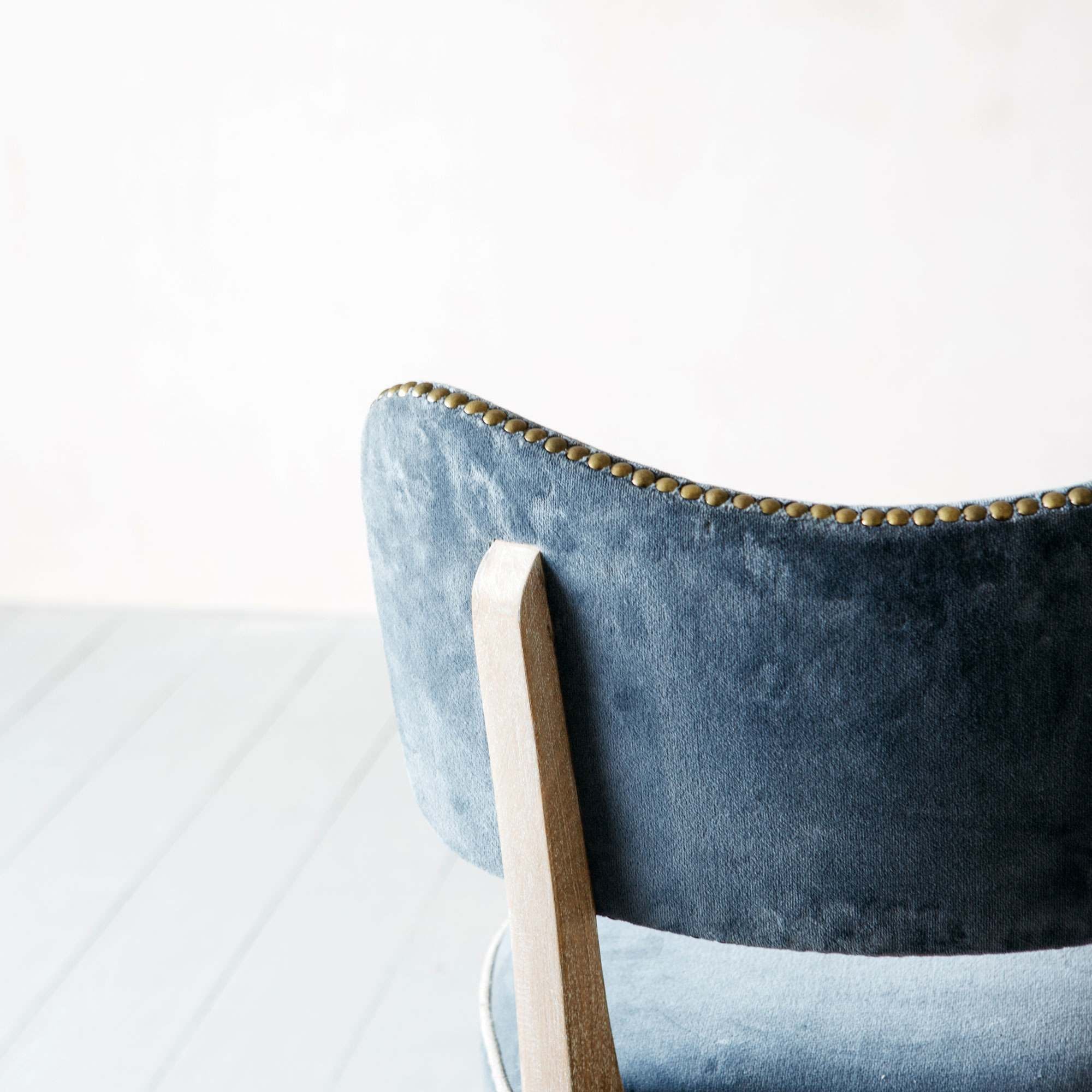 Dark Blue Velvet Upholstered Chair