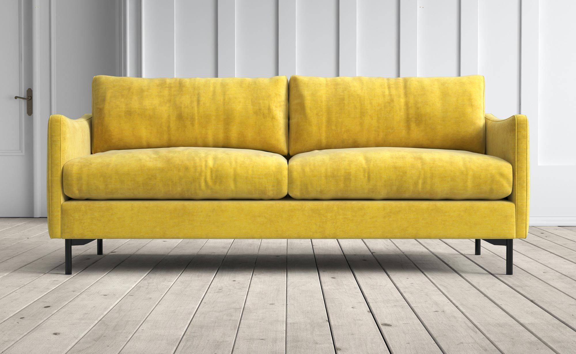 Henrik Mustard Vintage Velvet Sofa