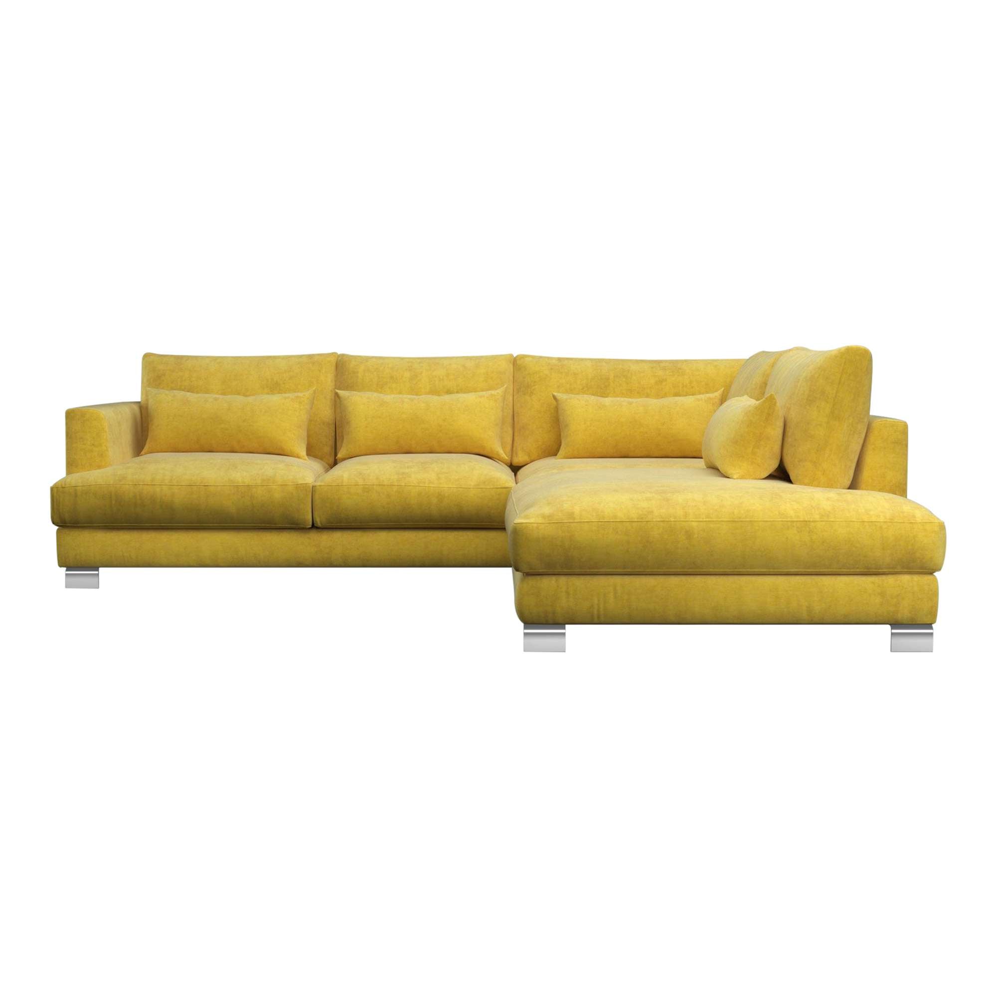 Dakota Mustard Vintage Velvet Right Chaise Sofa