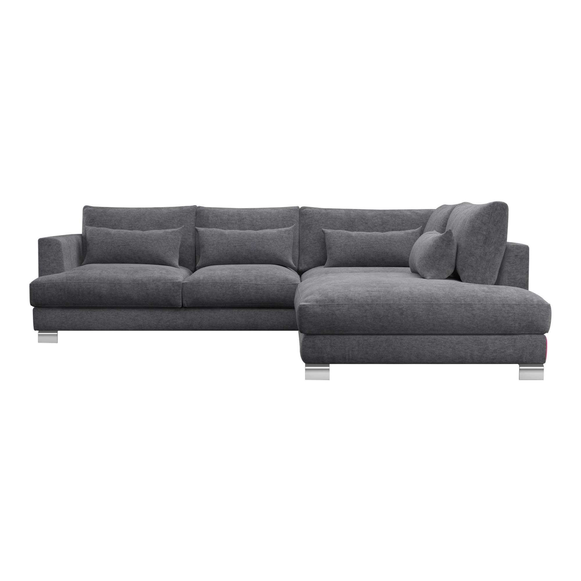 Dakota Grey Vintage Velvet Right Chaise Sofa